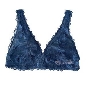 Victoria's Secret Blue Floral Lace Sheer Unlined Bralette Womens Medium NWT